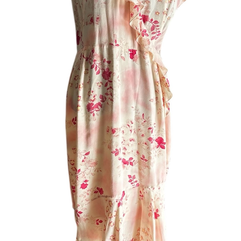 GERARD DAREL WOMANS SILK FLORAL PINK MIDI DRESS SIDED ZIPPER SZ 8.5 US - Picture 4 of 12